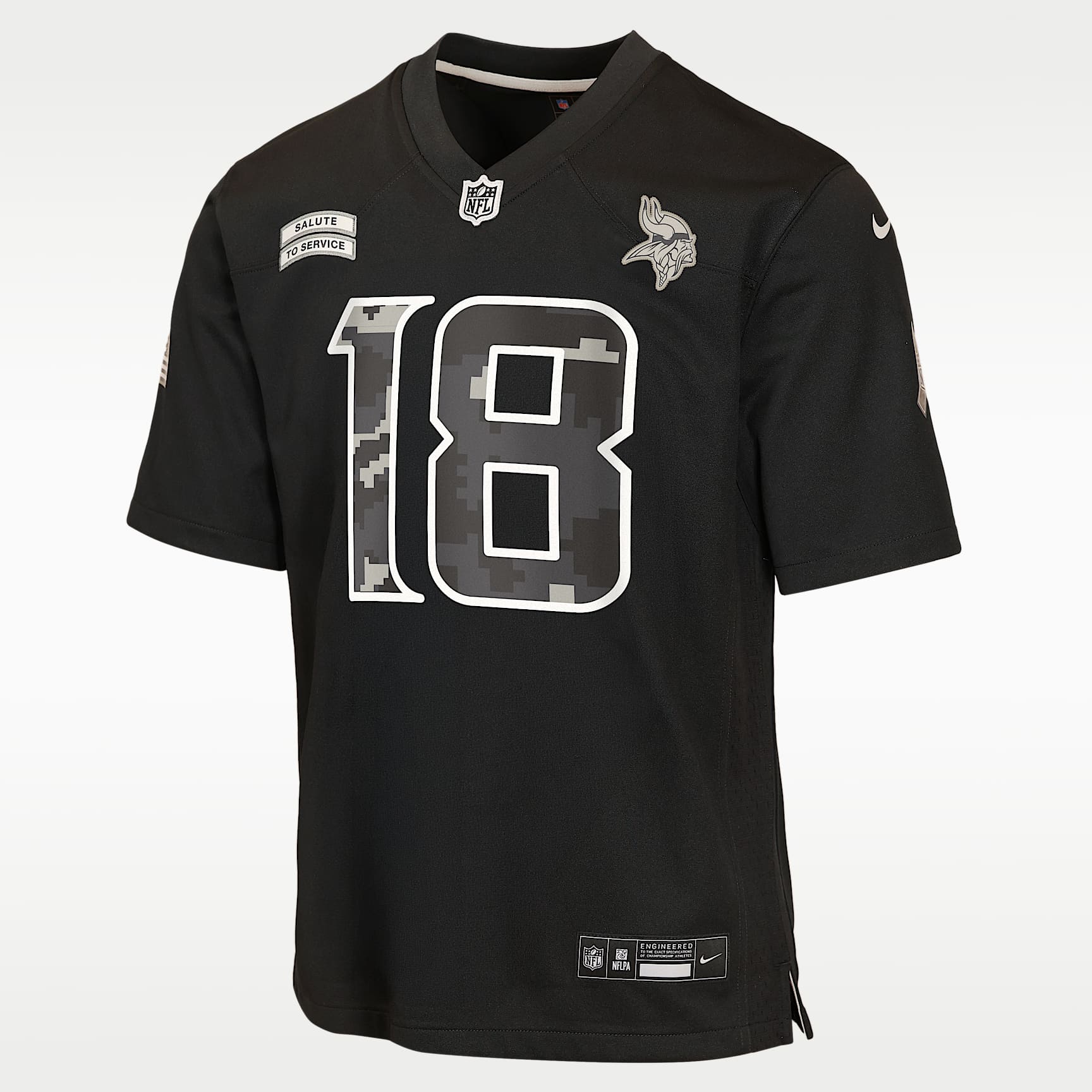 美品 ヘルベンダーズ NFL メッシュT シャツ ブラック XL 2025 Justin Jefferson Minnesota Vikings Salute to Service Big Kids